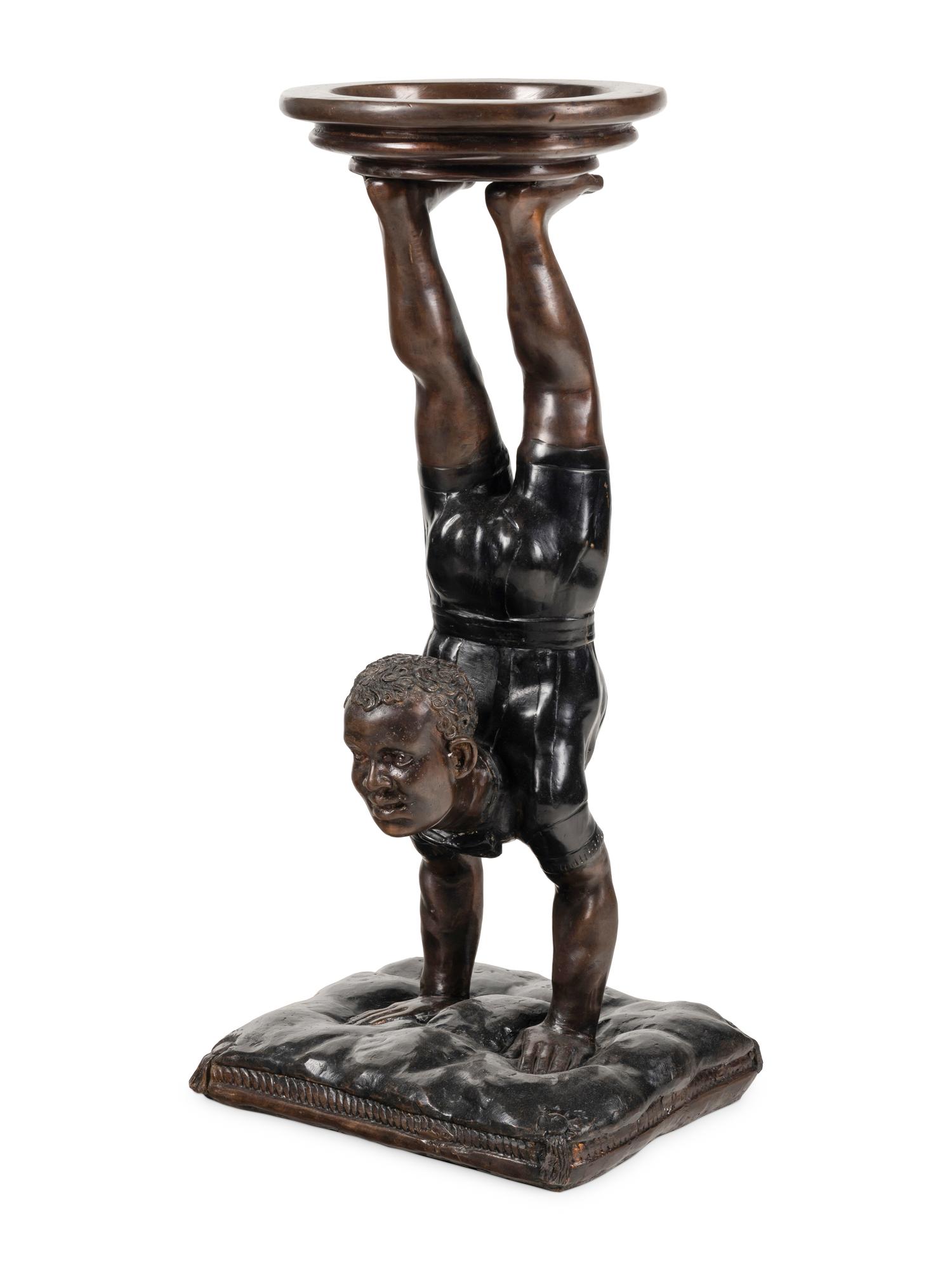 A Bronze Acrobat-Form Pedestal