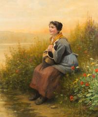 Daniel Ridgway Knight, (American, 1839-1924), Meditation