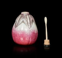 A Chinese Red Glazed Porcelain Egg Plant-Form Snuff Bottle