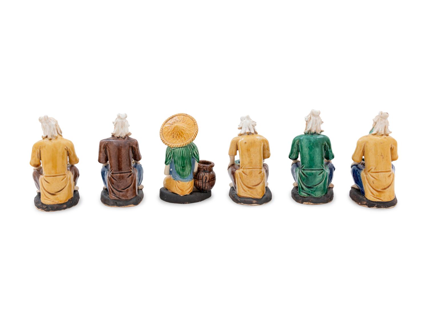 A Group of Chinese Sancai Glazed Pottery Figures