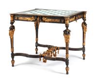 A Neoclassical Gilt and Patinated Bronze Game Table Height 28 1/2 x width 34 x depth 34 inches. — LIKELY AMERICAN, CIRCA 1900