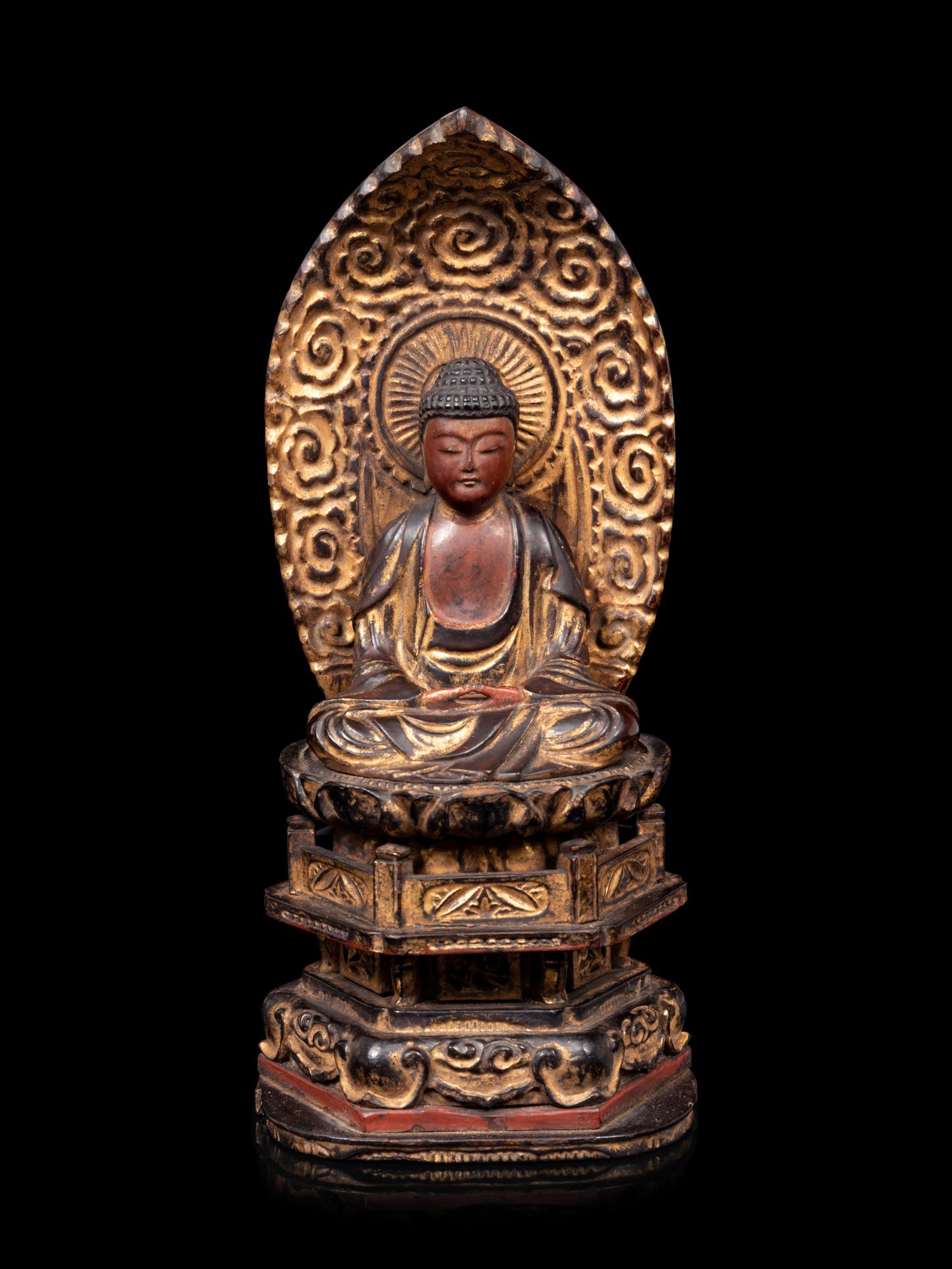 A Gilt Wood Figure of Buddha Shakyamuni