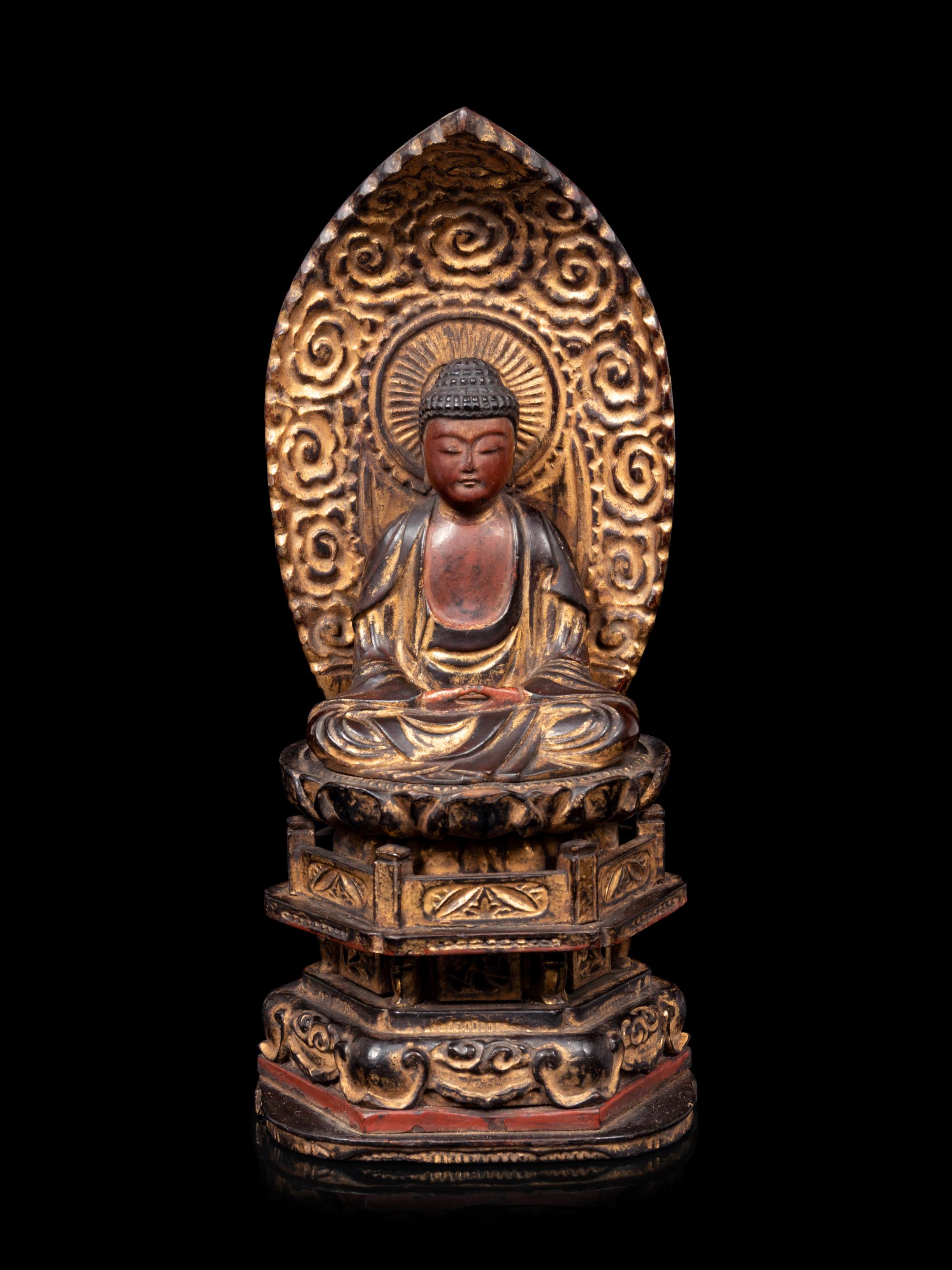A Gilt Wood Figure of Buddha Shakyamuni