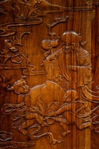 A Set of Three Chinese Huanghuali Couplet Wall Panels
