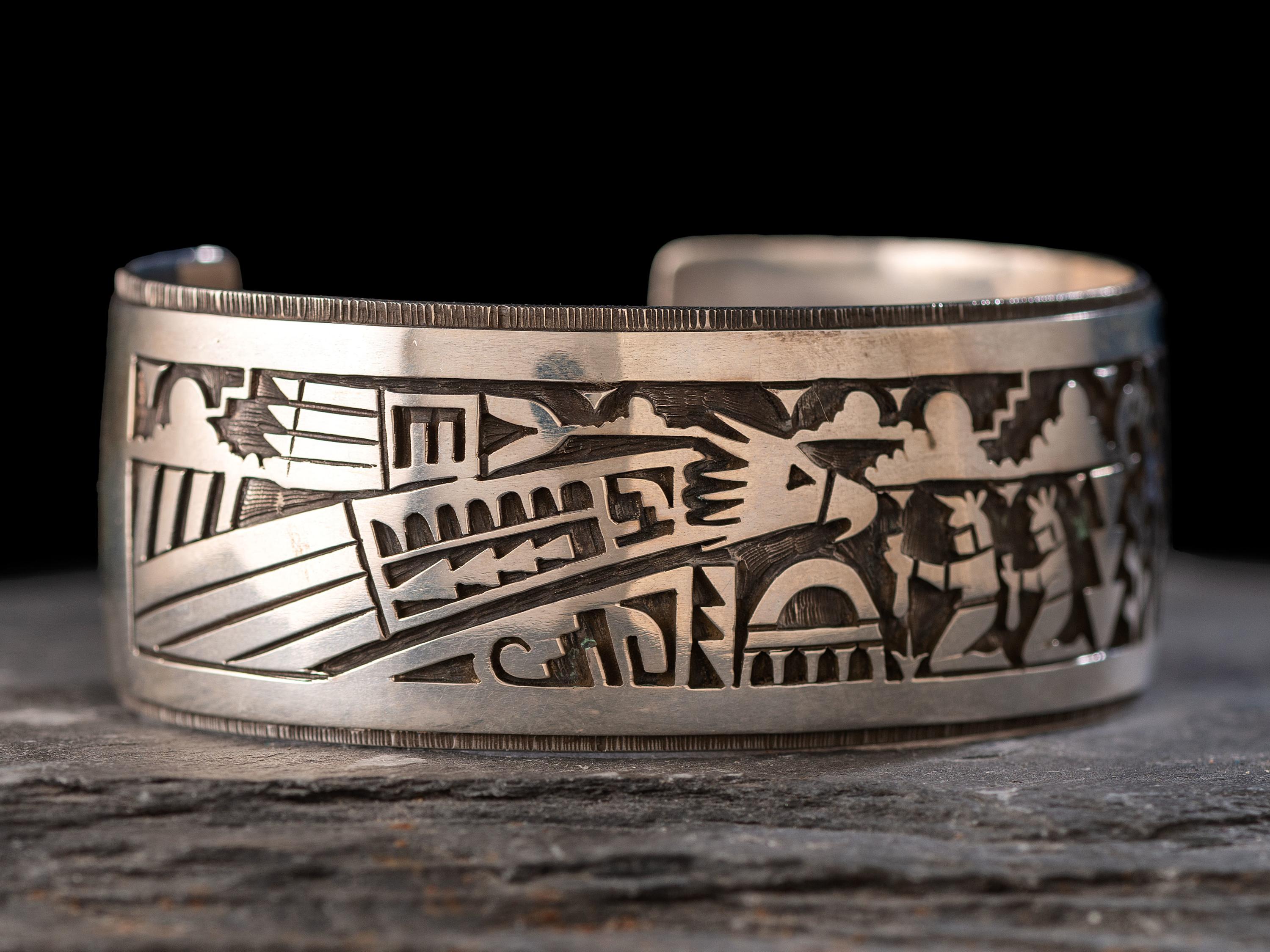 Sterling Silver Overlay Storyteller Cuff Bracelet