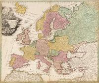 [MAPS]. HOMANN, Johann Baptist (1663-1724). Four engraved continent maps with hand-coloring, each matted and framed, comprising: