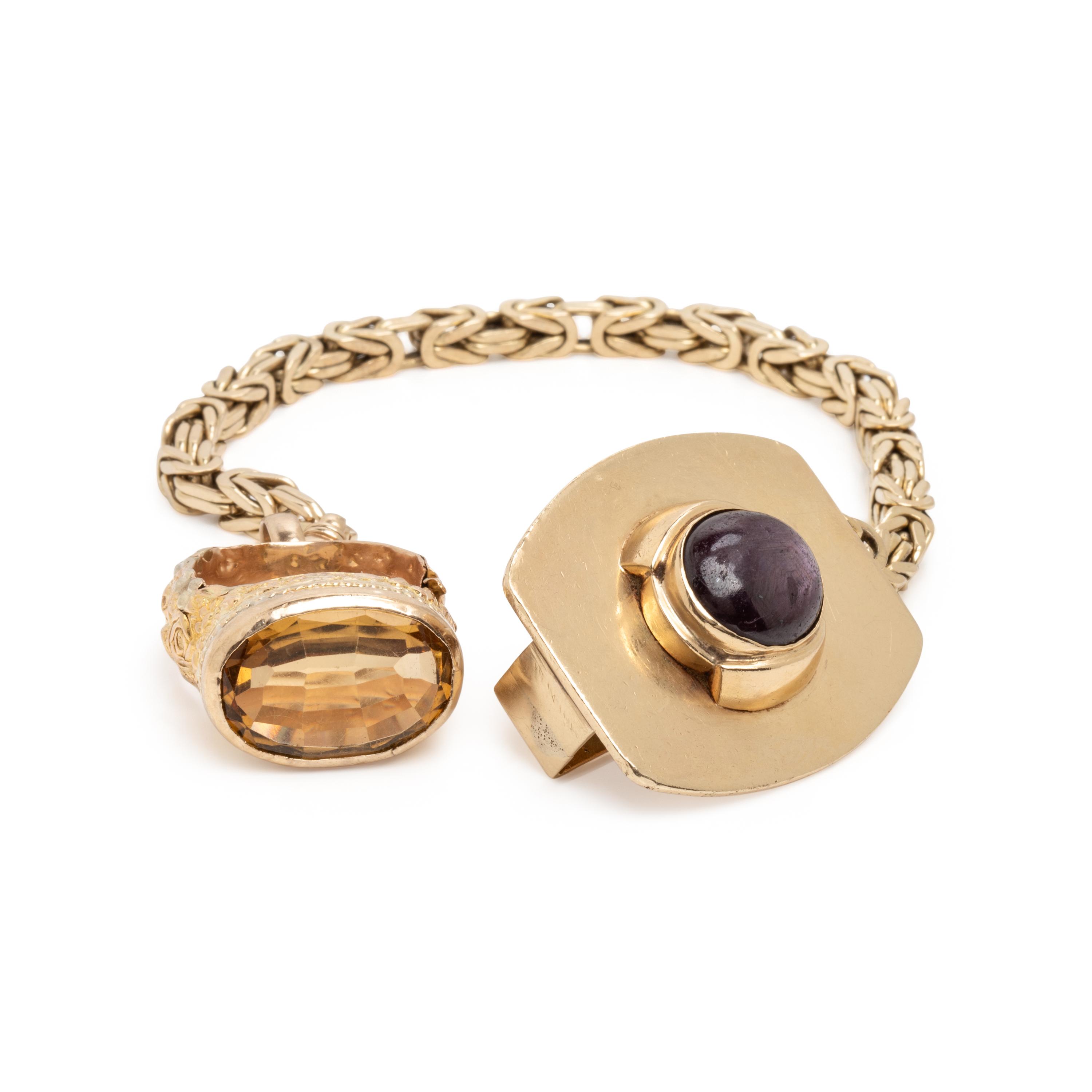 Yellow Gold and Multigem Gentleman's Accessory
