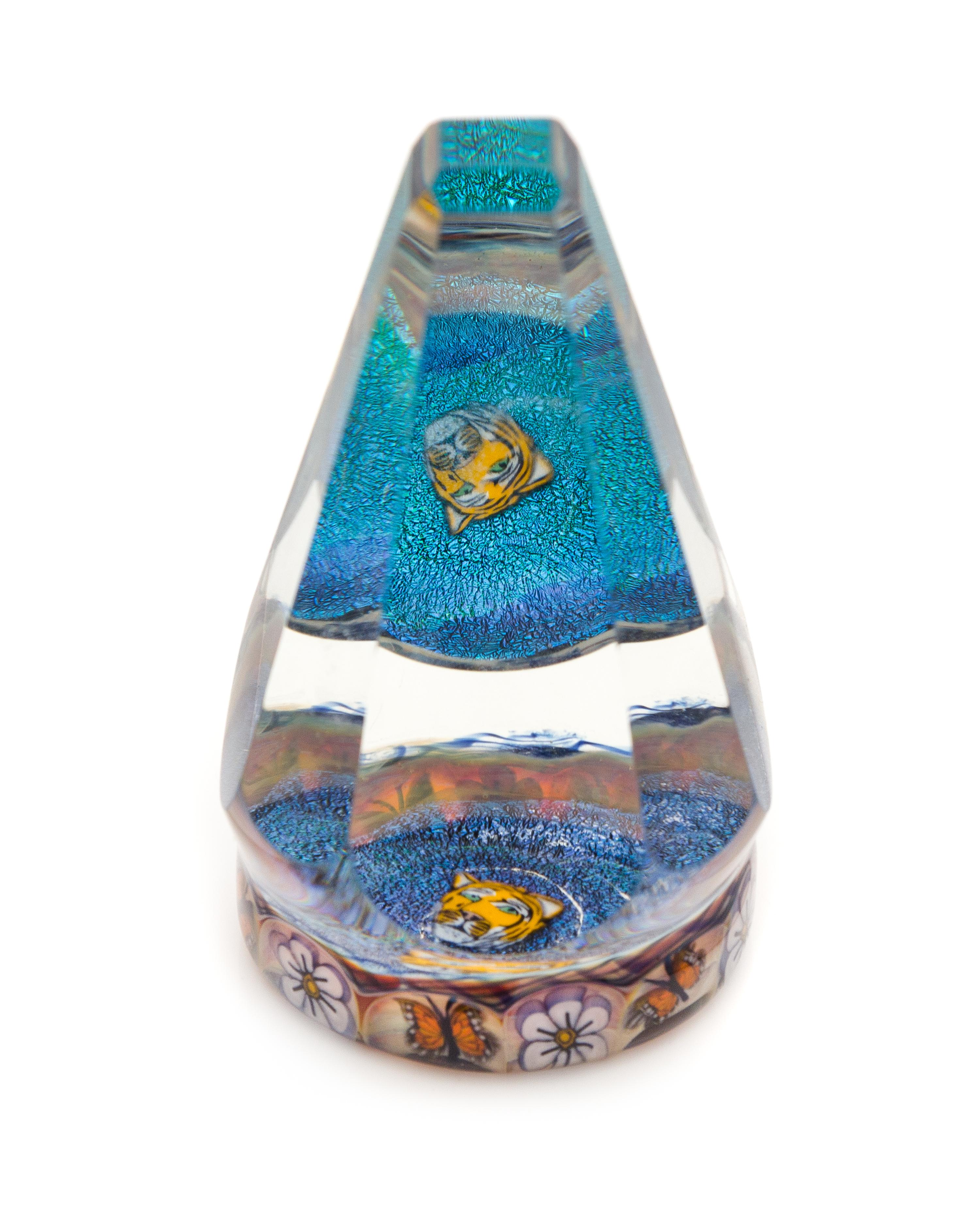 Jesse Taj Karolczuk and Jared DeLong, Lost Coast Glass Studio, a tiger spire paperweight