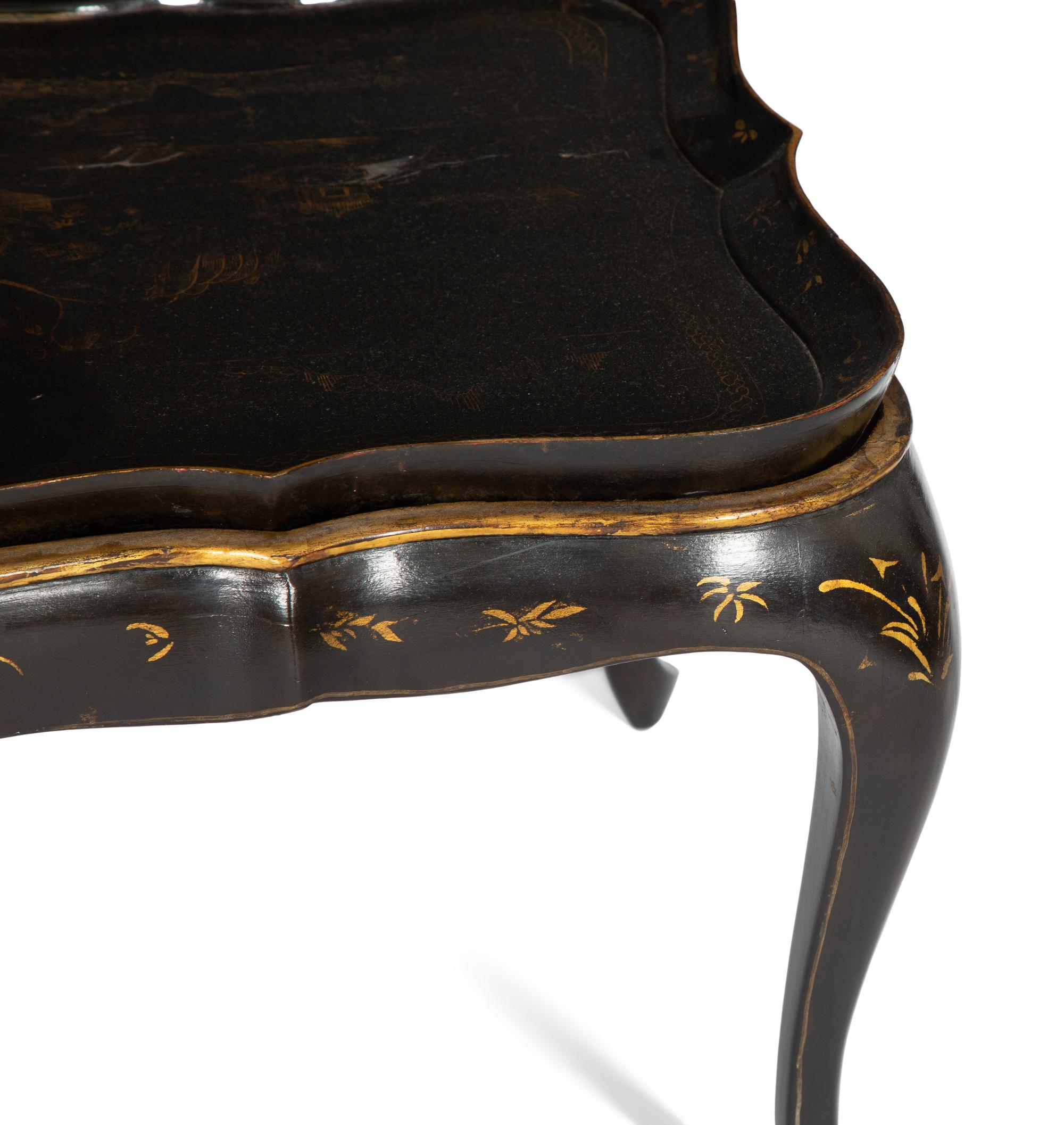 A Black and Gilt Chinoiserie-Decorated Tray Top Low Table