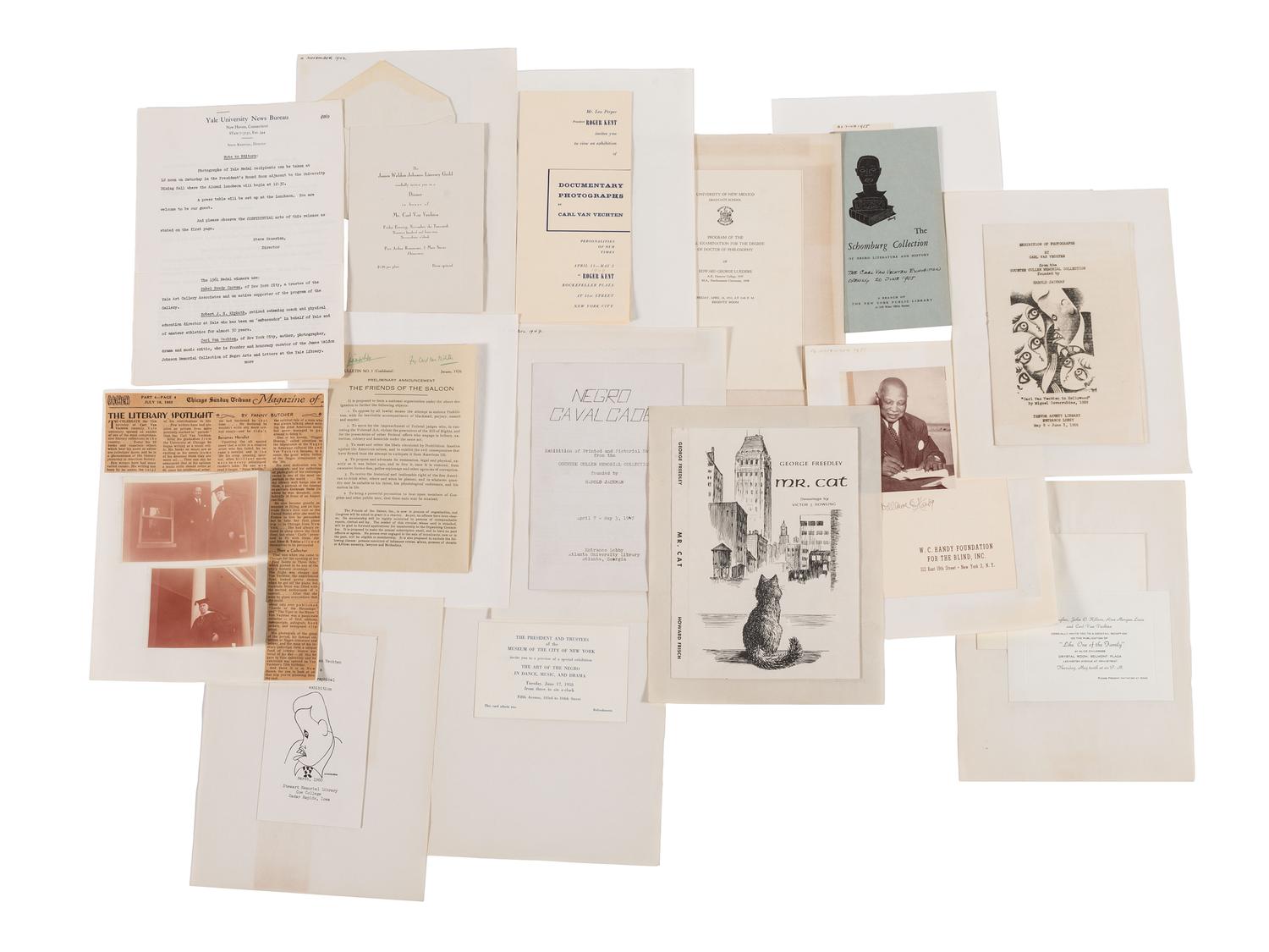 VAN VECHTEN, Carl. Collection of photos and ephemera, many related to Black culture.