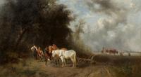 Ludwig Hartmann, (German, 1835-1902), Pause During Plowing, 1869
