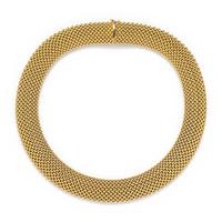 YELLOW GOLD MESH COLLAR NECKLACE