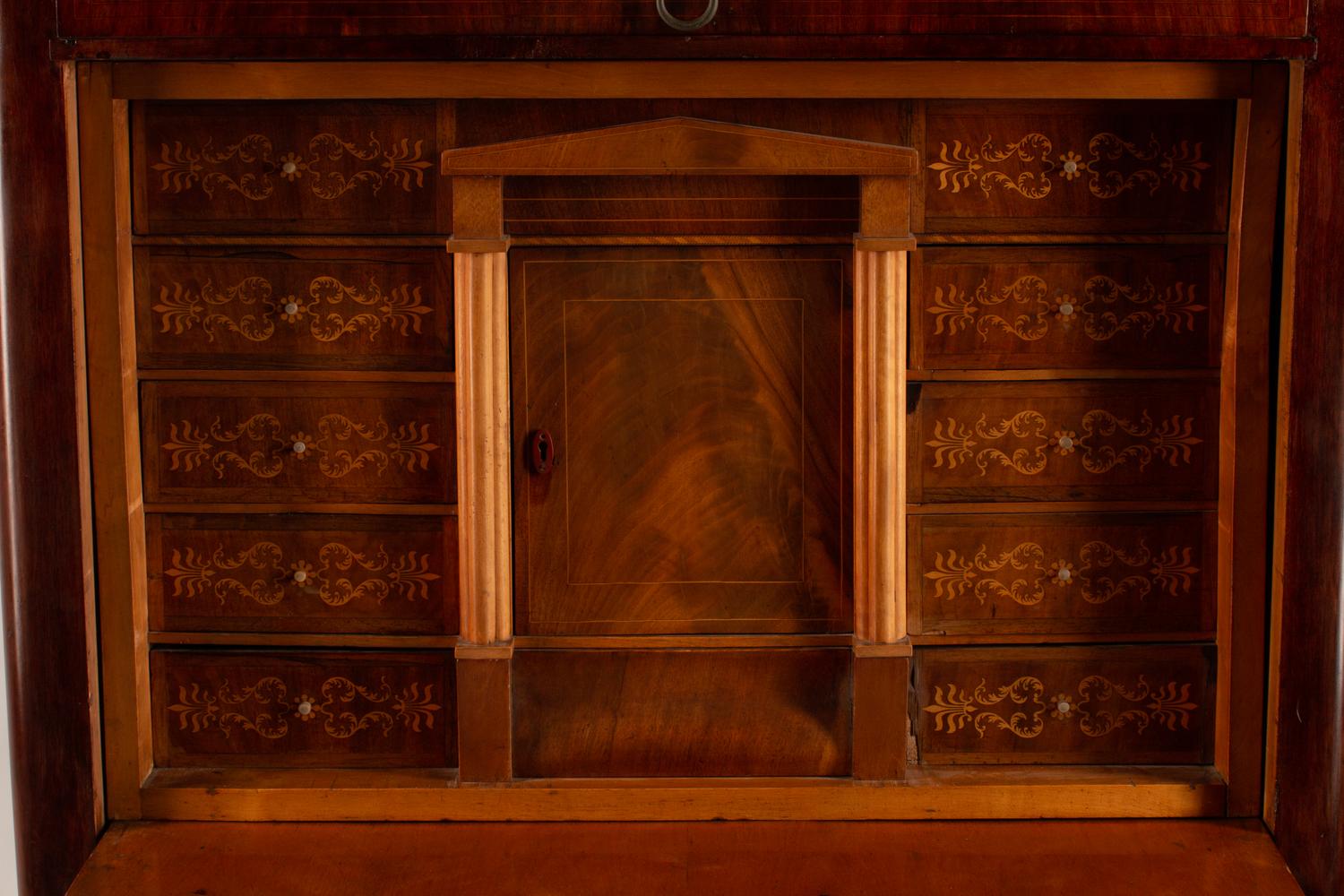 A Baltic Neoclassical Inlaid Mahogany Fall-Front Secretary — 19TH CENTURY
