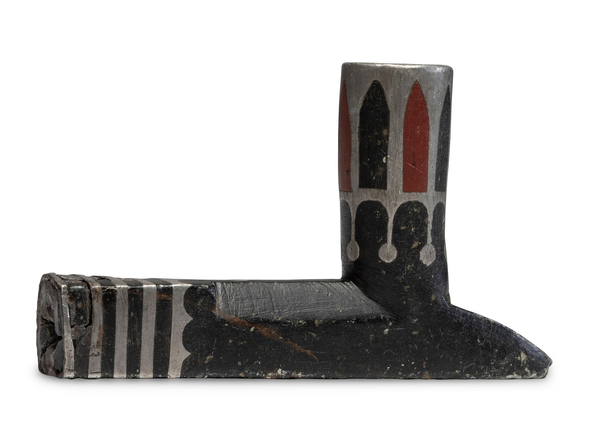 Eastern Plains Steatite Pipe, with Inlay