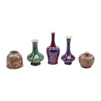 A Group of Five Chinese Flambé Glazed Porcelain Vases