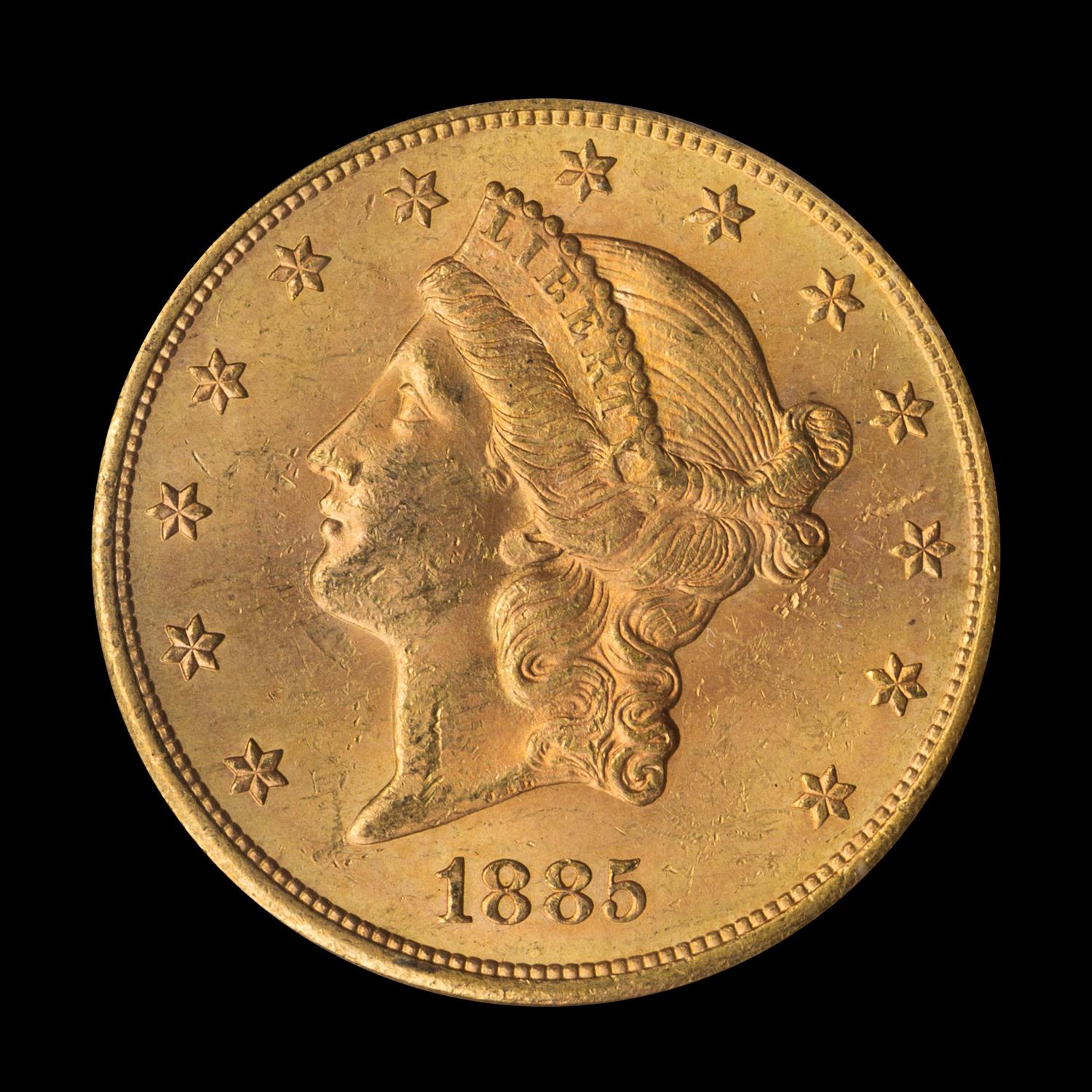 A United States 1885-S Liberty Head $20 Gold Coin