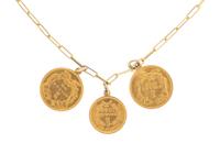 YELLOW GOLD COIN CHARM NECKLACE