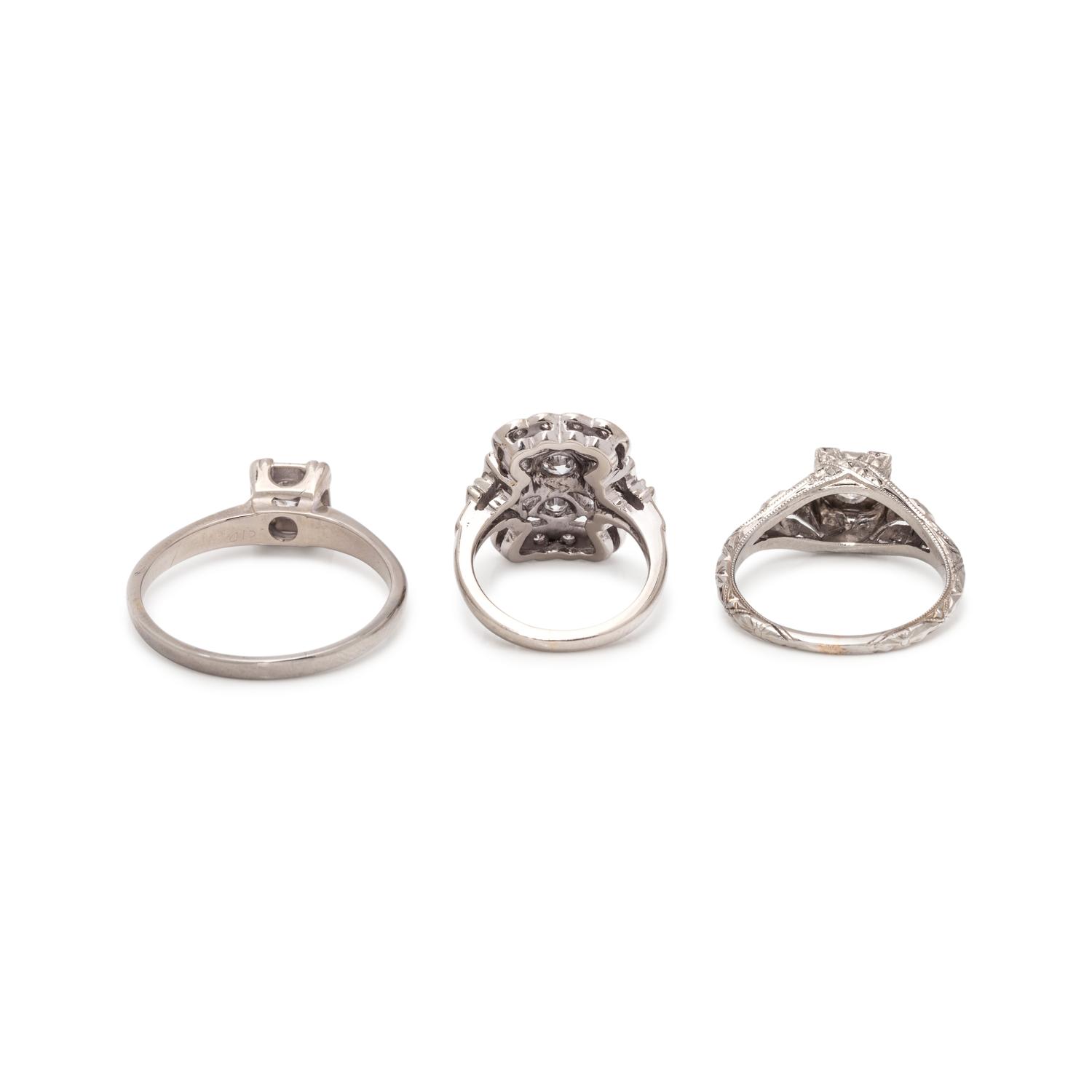 COLLECTION OF WHITE GOLD AND DIAMOND RINGS