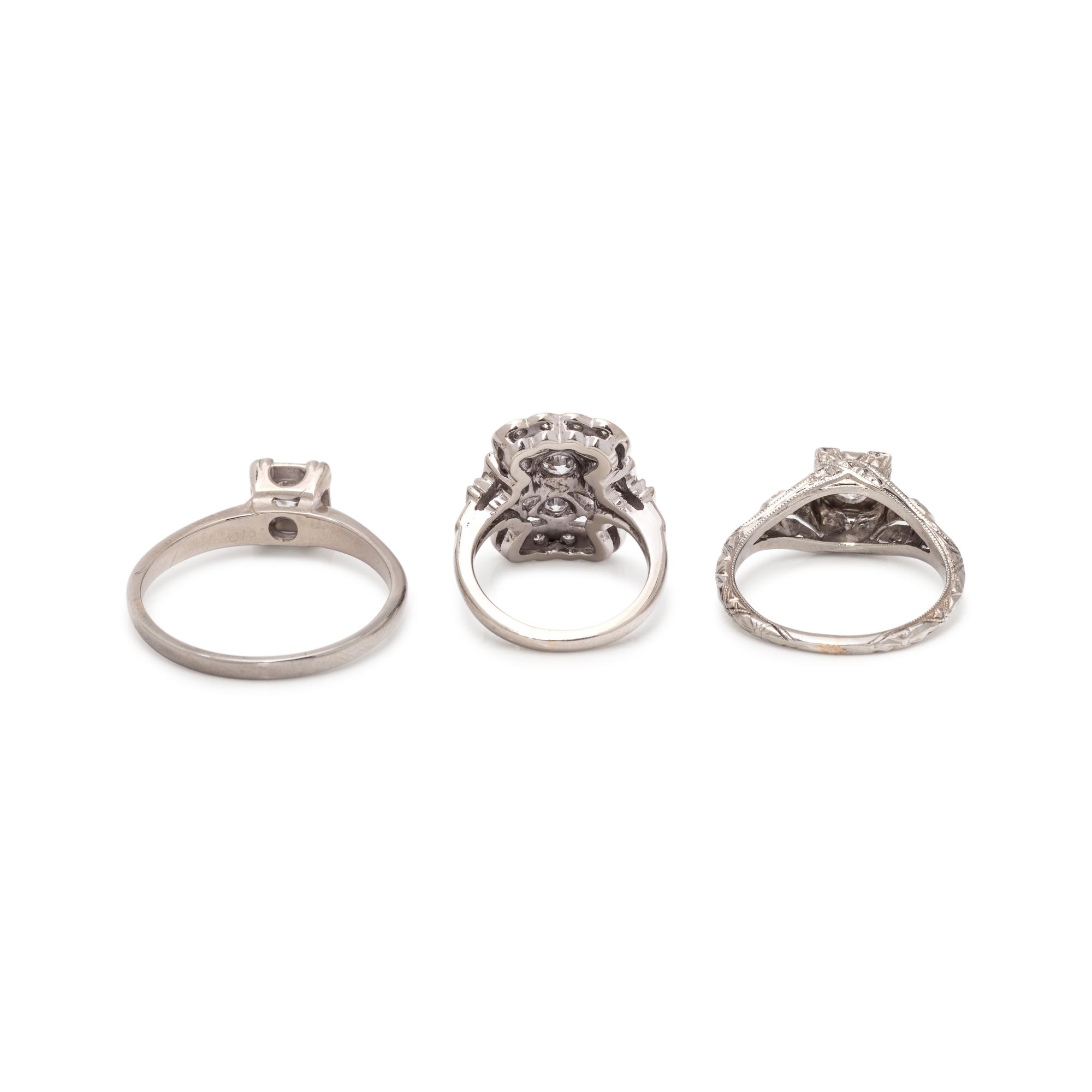 COLLECTION OF WHITE GOLD AND DIAMOND RINGS