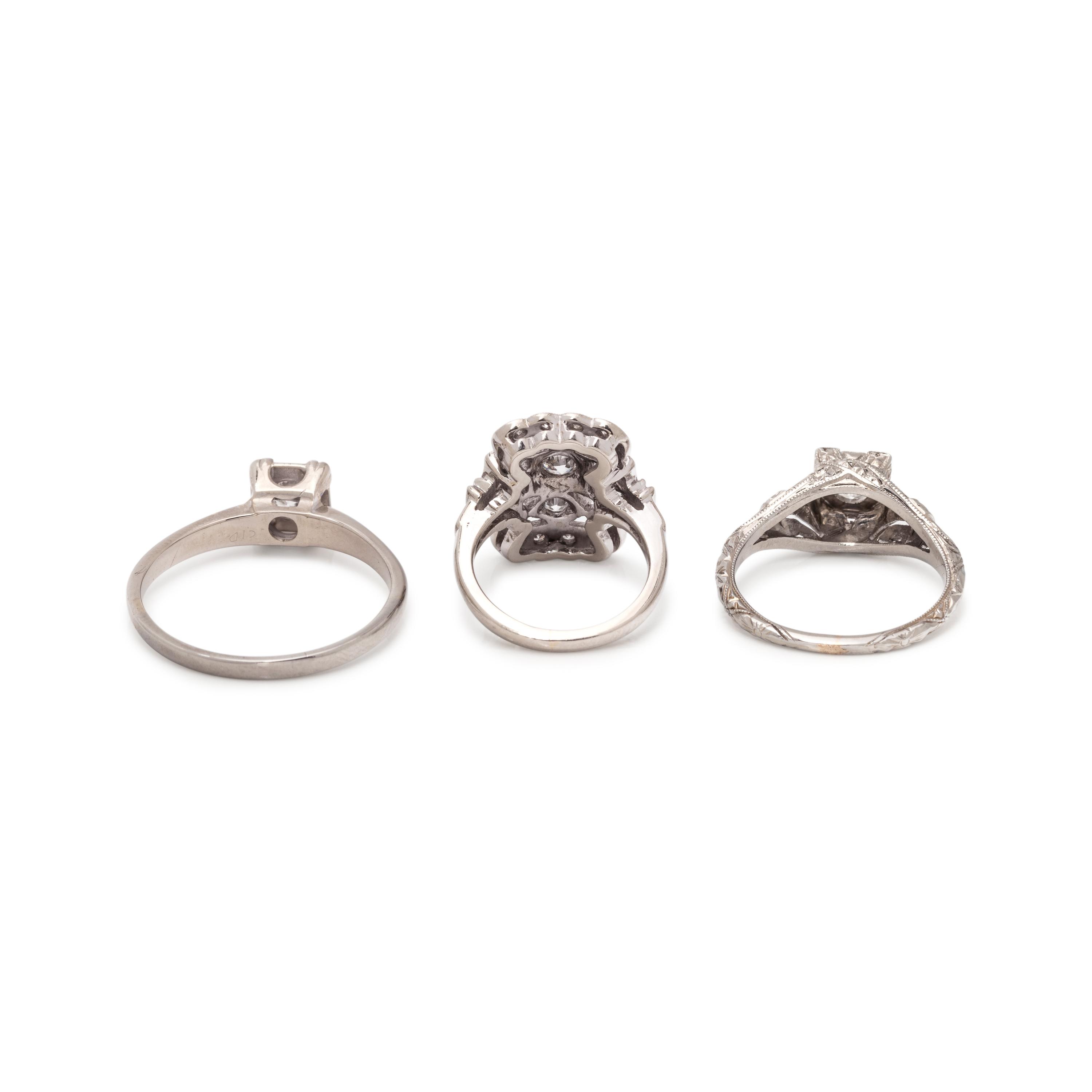 COLLECTION OF WHITE GOLD AND DIAMOND RINGS