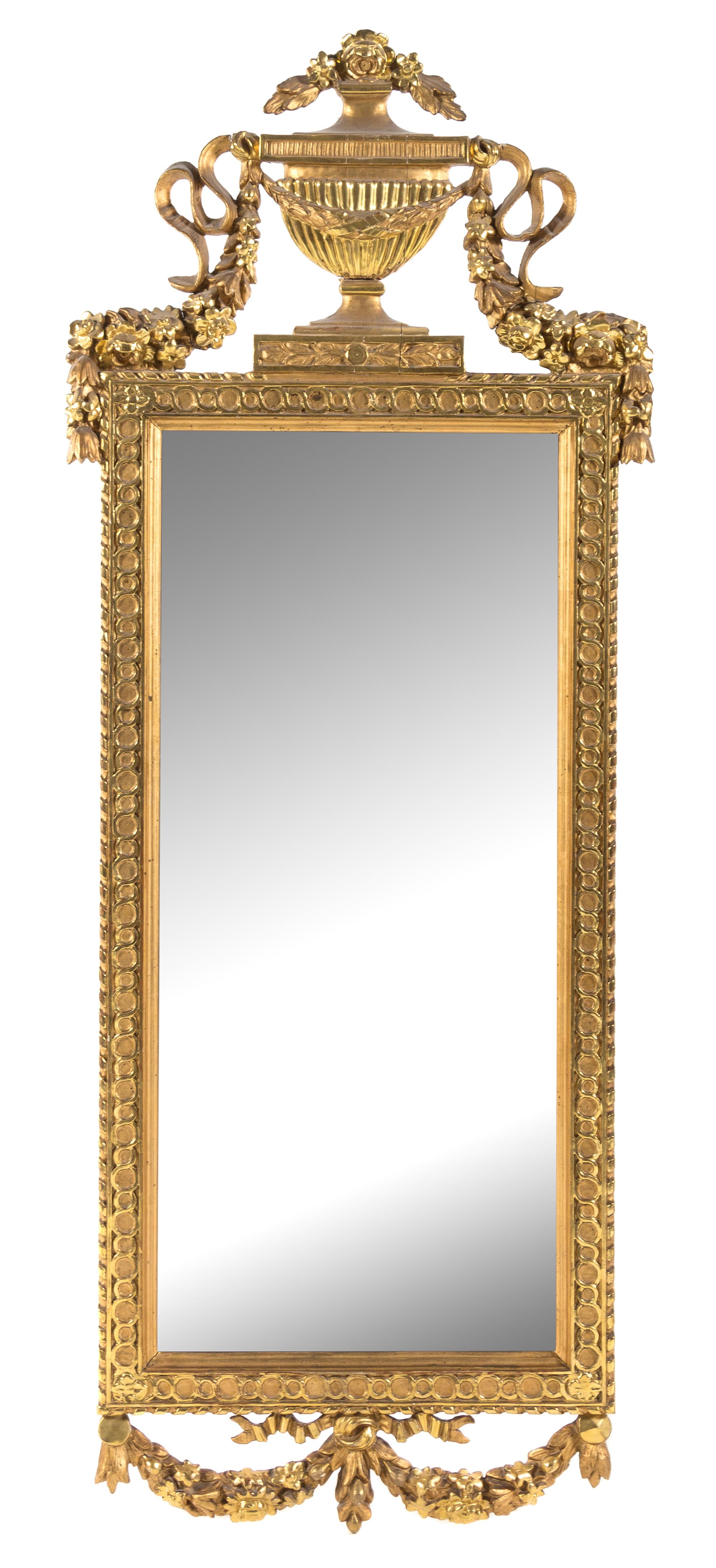 A Gustavian Giltwood Pier Mirror Height 68 1/2 x width 26 3/4 inches. — SWEDEN, LATE 18TH/EARLY 19TH CENTURY