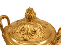 A Pair of Louis XVI Style Gilt Bronze Mounted Marble Potpourri Urns