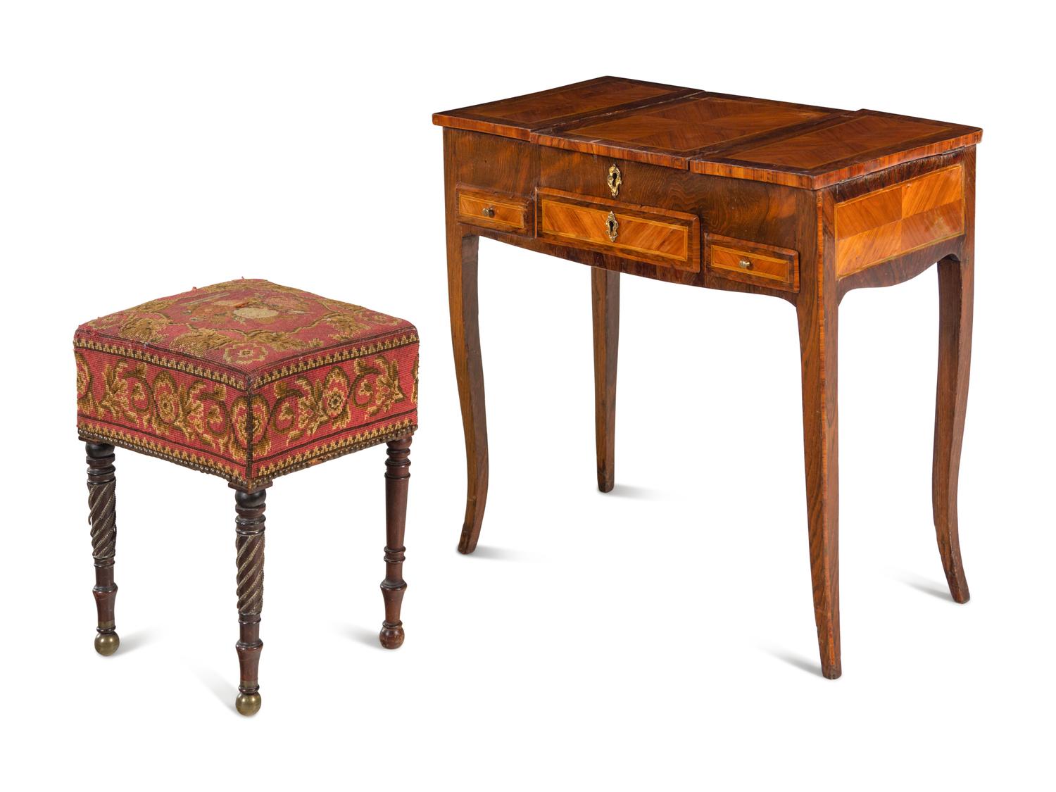 A Louis XV/XVI Transitional Style Kingwood and Fruitwood Poudresse