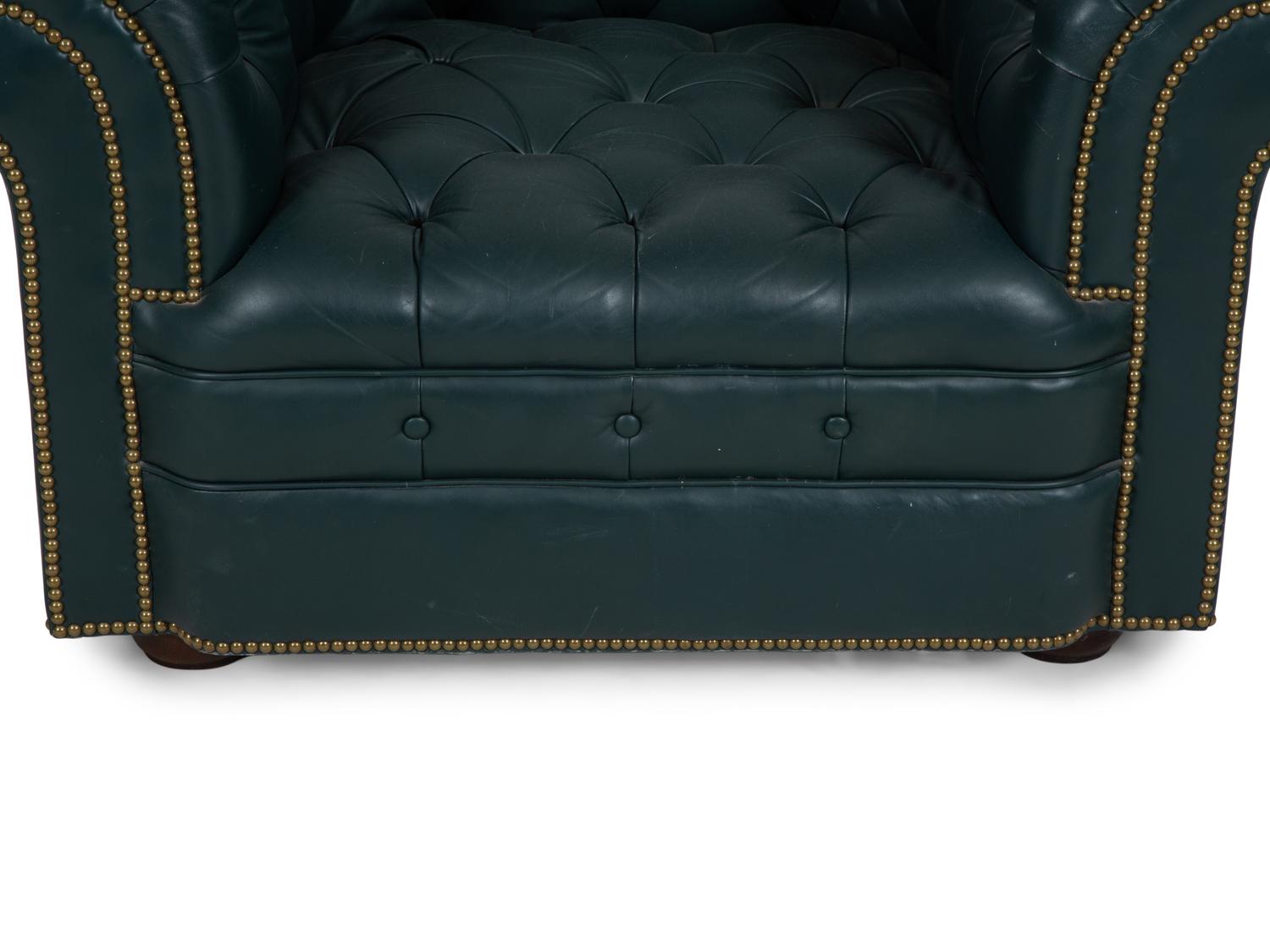 A Chesterfield Style Button-Tufted Leather Armchair