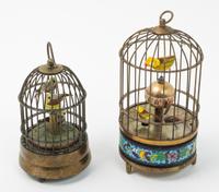 A Group of Two Birdcage Automaton Clocks Height of tallest 8 1/4 inches. — 20TH CENTURY