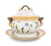 A Royal Copenhagen Flora Danica Round Tureen and Underplate
