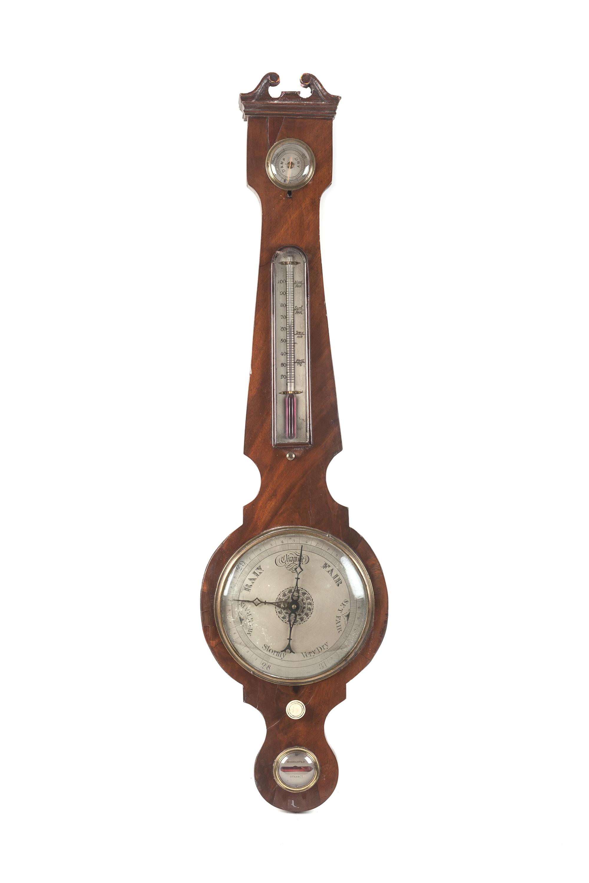 An English Mahogany Wheel Barometer