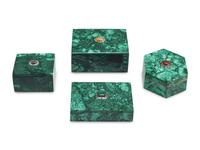 A Group of Four Malachite Boxes