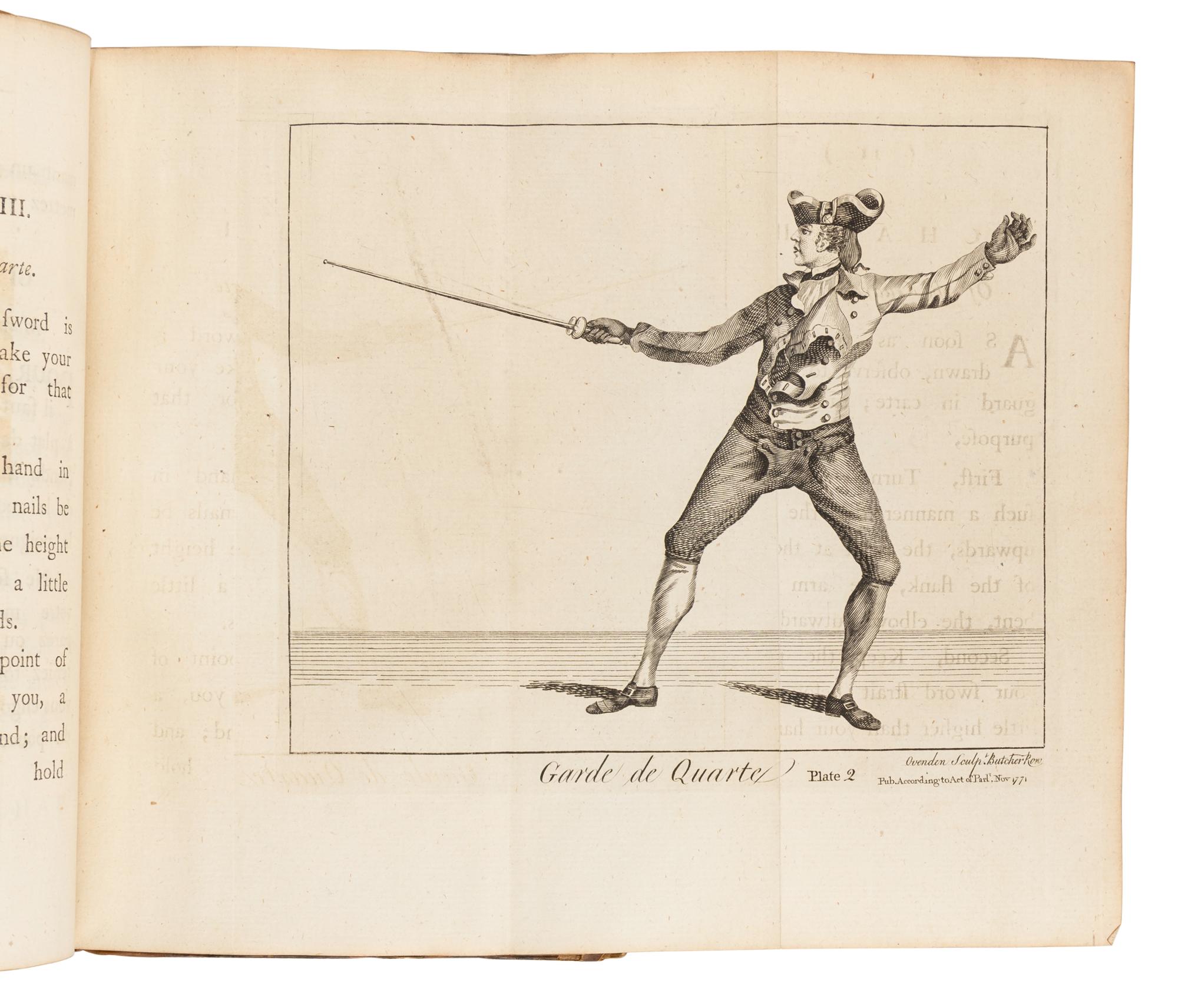OLIVIER, J. (fl. ca 1770). Fencing Familiarized: or a New Treatise on the Art of Sword Play. | L'Art des Armes Simplifié . London and York: Jean Bell, C. Etherington, [1771]