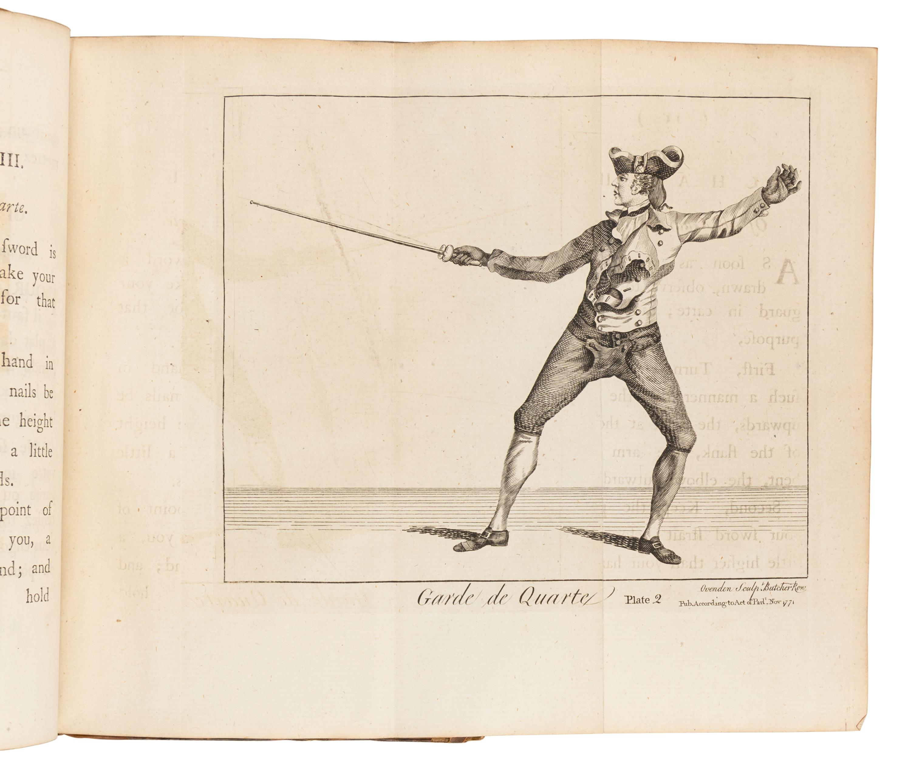 OLIVIER, J. (fl. ca 1770). Fencing Familiarized: or a New Treatise on the Art of Sword Play. | L'Art des Armes Simplifié . London and York: Jean Bell, C. Etherington, [1771]