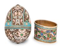 Two Russian Enameled Silver Articles