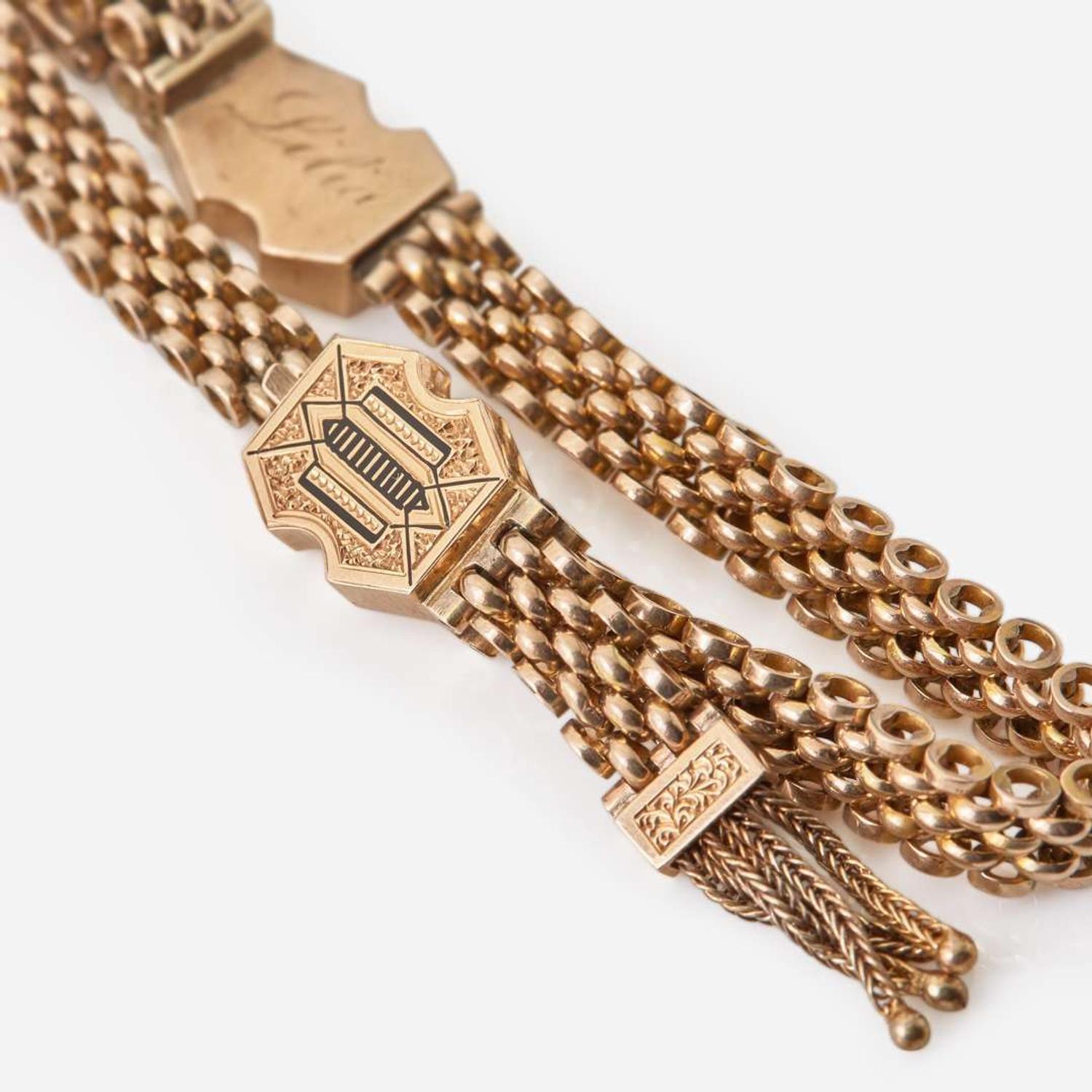 A Matching Set of 14K Yellow Gold Victorian Necklace and Bracelet