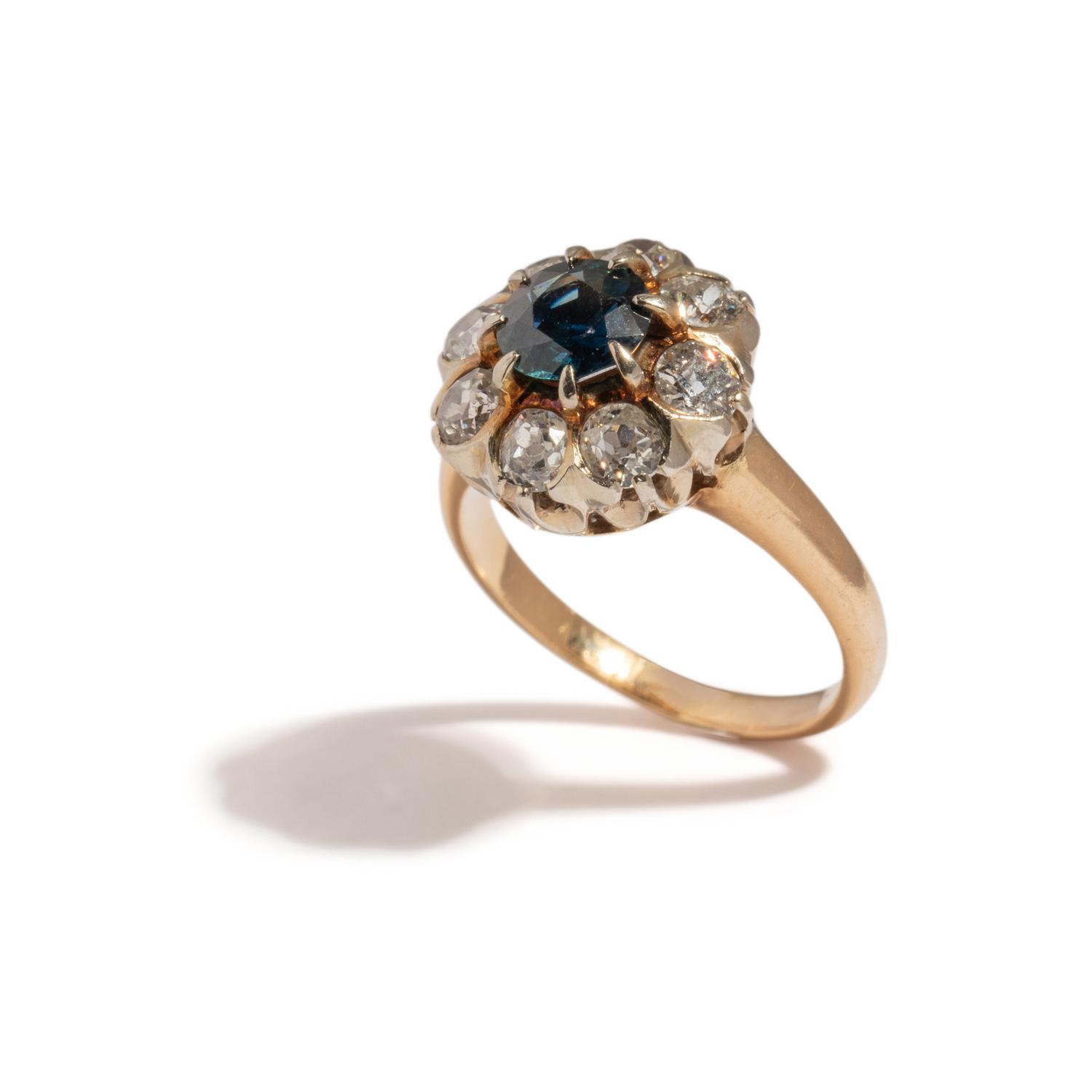 ANTIQUE, SAPPHIRE AND DIAMOND RING
