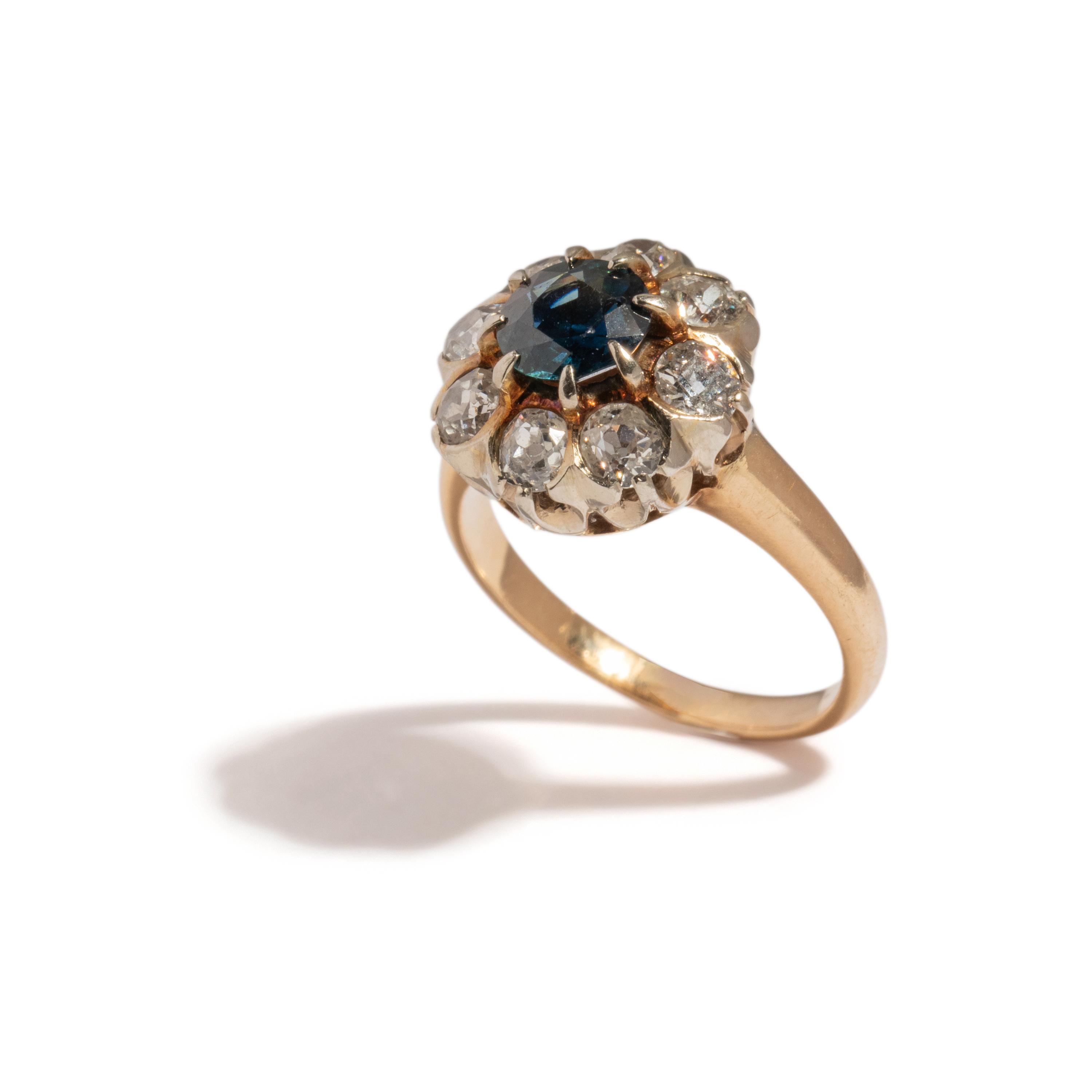 ANTIQUE, SAPPHIRE AND DIAMOND RING