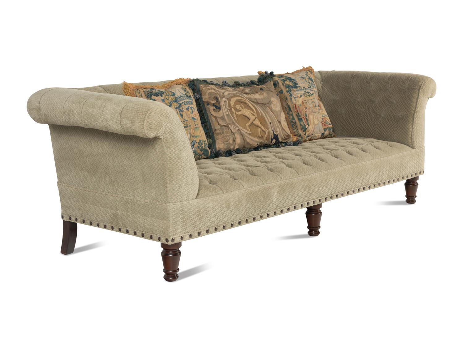 A Button-Tufted Upholstered Sofa