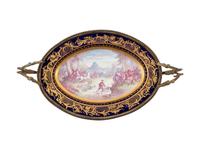 A Sèvres Style Gilt Metal Mounted Painted and Parcel Gilt Porcelain Center Bowl