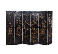 A Chinese Export Lacquer Six-Panel Floor Screen
