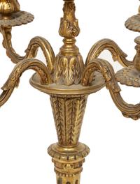 A Pair of French Gilt Metal Four-Light Candelabra Mounted as Lamps