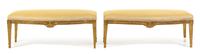 A Pair of Louis XVI Style Giltwood Benches Height 16 x width 42 x depth 17 inches. — 19TH CENTURY
