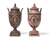 Two Wedgwood Jasperware Covered Urns