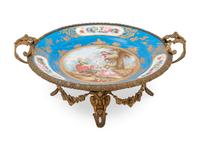 A Gilt Metal Mounted Sèvres Style Porcelain Charger