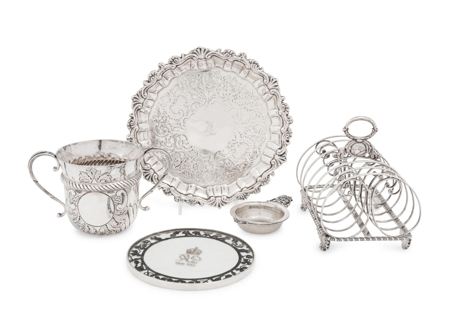 A Group of Five English Silver Articles
