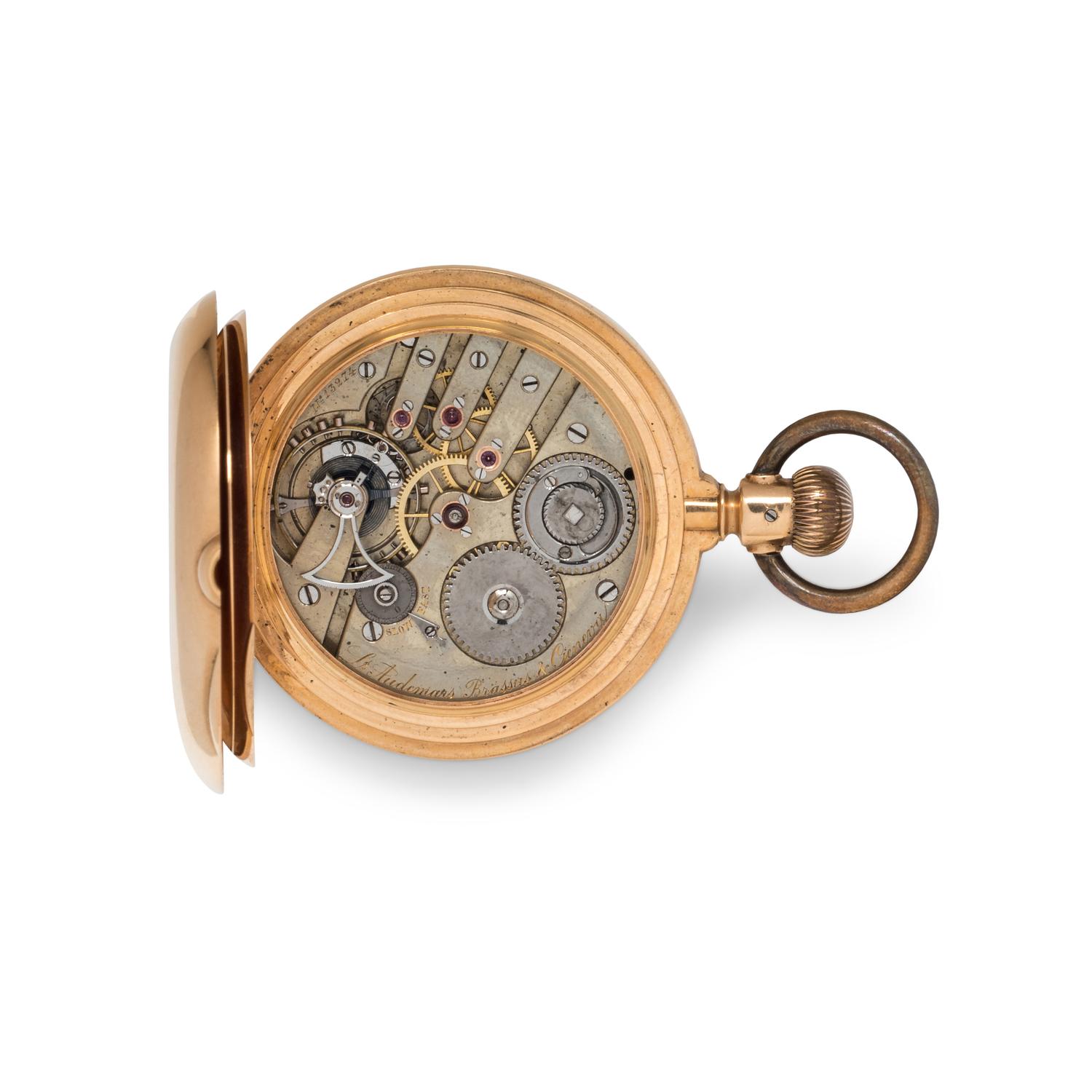 LOUIS AUDEMARS, 18K YELLOW GOLD HUNTER CASE POCKET WATCH