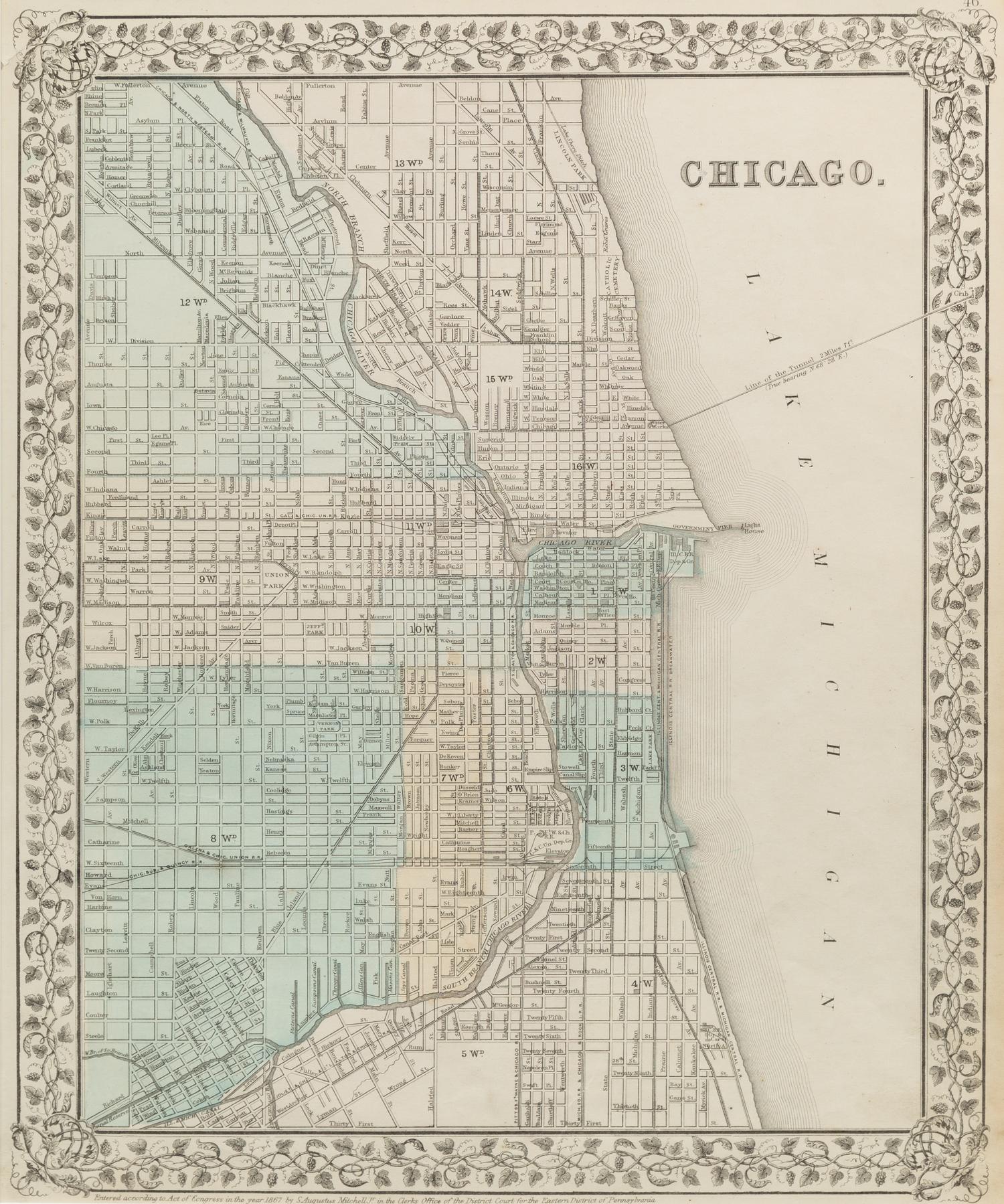 [MAPS OF CHICAGO AND ILLINOIS]. A group of 4 maps and bird's-eye views of Chicago.
