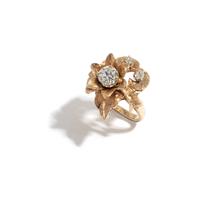 YELLOW GOLD AND DIAMOND FLOWER RING