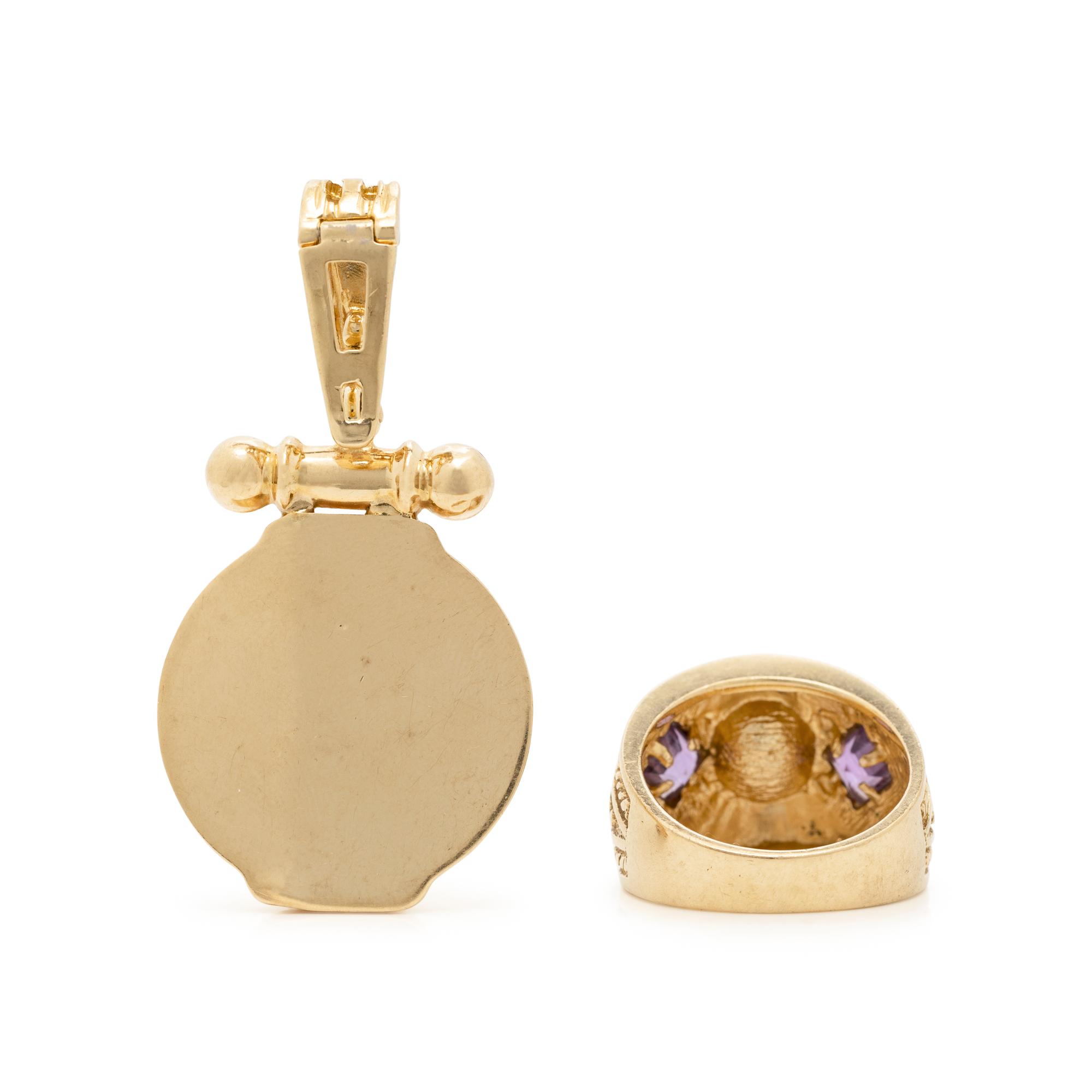 COLLECTION OF YELLOW GOLD, CULTURED PEARL AND GEMSTONE JEWELRY